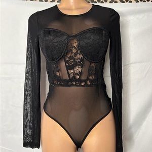 Mesh long sleeve body, stretchy, two color available